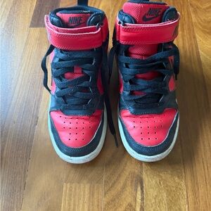 Nike Kids Red and Black High-Top Sneakers